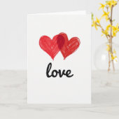 Carte d'amour à coeurs rouges simples (Fleur jaune)