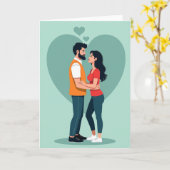 Carte d'amour à deux cœurs (Fleur jaune)