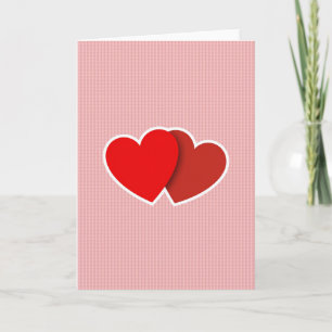 Carte d'amour à deux cœurs qui s'embrassent
