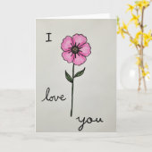 Carte d'amour à fleur rose (Fleur jaune)
