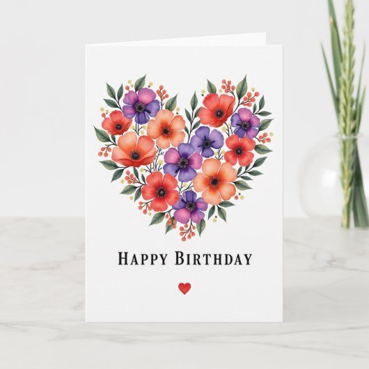 Carte d'amour à fleurs rayées (Devant)