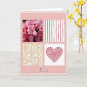Carte d'amour à fond rayé (Fleur jaune)