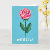 Carte d'amour à la rose rose (Fleur jaune)