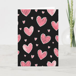 Carte d'amour à motif de cœurs roses