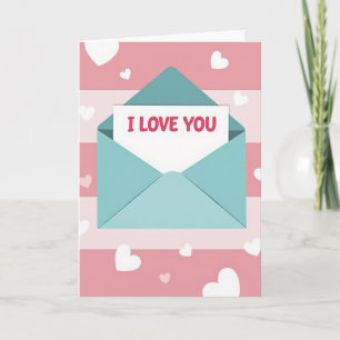Carte d'amour à rayures pour le cœur