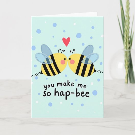 Carte d'amour Abeille Heureuse (Devant)