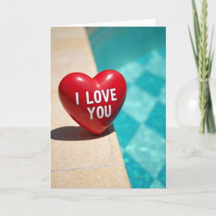 Carte d'amour au bord de la piscine