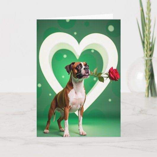 Carte d'amour au chien boxer Rose (Devant)