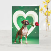 Carte d'amour au chien boxer Rose (Fleur jaune)