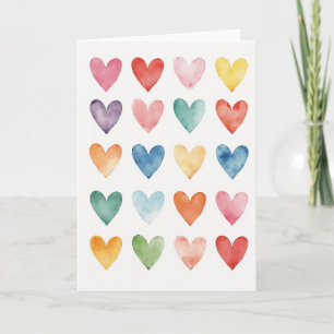 Carte d'amour aux cœurs aquarelle rose