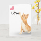 Carte d'amour avec chat et ballon à cœur (Fleur jaune)