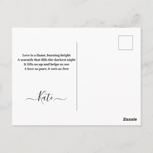 Carte d'amour avec fleurs aquarelles roses rouges (Dos)