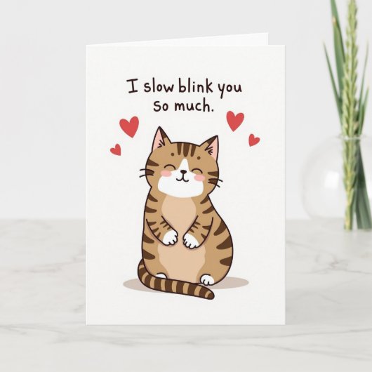 Carte d'amour avec un clin d'œil lent de chat mign (Devant)