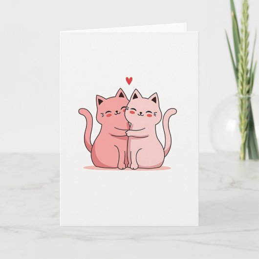 Carte d'amour Câlin de Chats Mignons (Devant)