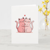 Carte d'amour Câlin de Chats Mignons (Fleur jaune)