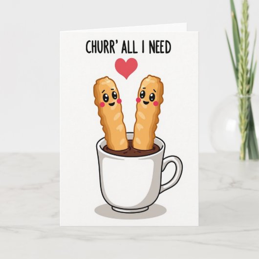 Carte d'amour Churro Chocolat Mignonne (Devant)
