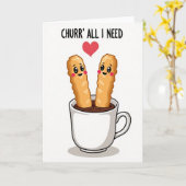 Carte d'amour Churro Chocolat Mignonne (Fleur jaune)