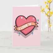 Carte d'amour cœur rose mignon (Fleur jaune)