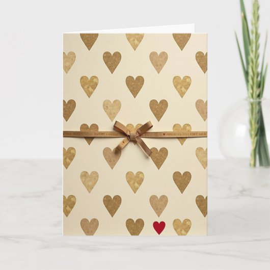 Carte d'amour Cœurs d'Or Rouge (Devant)