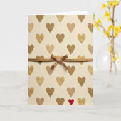Carte d'amour Cœurs d'Or Rouge (Fleur jaune)
