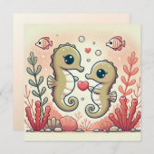 Carte d'amour Coral Reef Seahorse (Devant / Derrière)