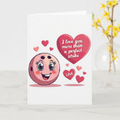 Carte d'amour de boule de bowling rose (Fleur jaune)
