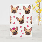 Carte d'amour de Bouledogue Français Mignon (Fleur jaune)