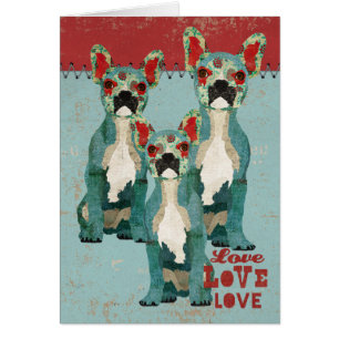 Carte d'amour de bouledogues français