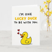 Carte d'amour de canard chanceux mignon (Fleur jaune)