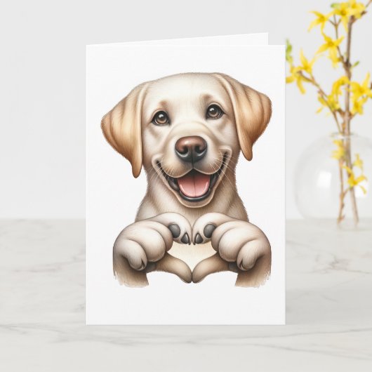 Carte d'amour de canin mignon (Fleur jaune)