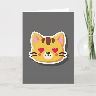 Carte d'amour de chat aux yeux de coeur mignons