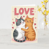 Carte d'amour de chats s'étreignant (Fleur jaune)