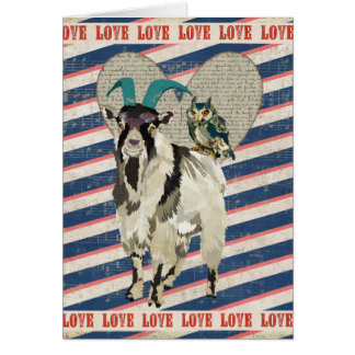 Carte d'amour de chèvre et de hibou de Billy