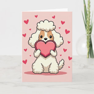 Carte d'amour de chien caniche mignon