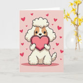 Carte d'amour de chien caniche mignon (Fleur jaune)