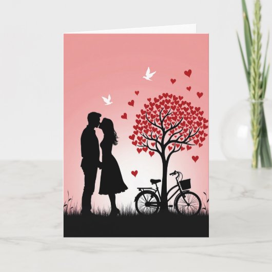 Carte d'amour de couple embrassant (Devant)