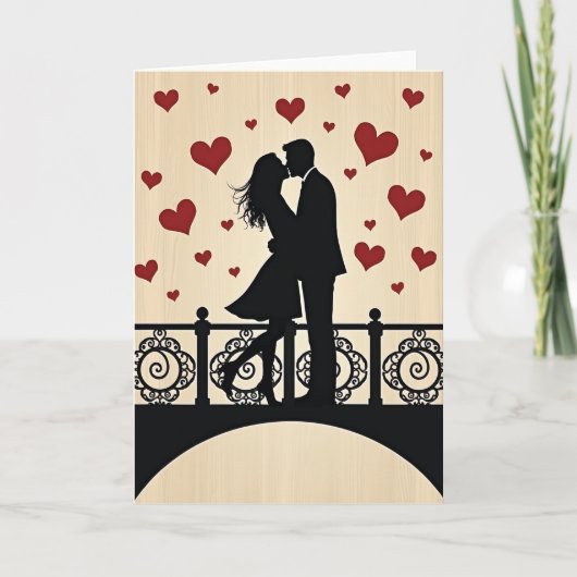 Carte d'amour de couple qui s'embrasse (Devant)