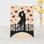 Carte d'amour de couple qui s'embrasse (Fleur jaune)