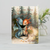 Carte d'amour de dragon personnalisée avec feuille (Debout devant)