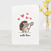 Carte d'amour de hérisson mignon (Fleur jaune)