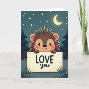 Carte d'amour de hérisson mignon