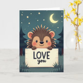 Carte d'amour de hérisson mignon (Fleur jaune)