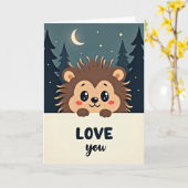Carte d'amour de hérisson mignon et piquant (Fleur jaune)
