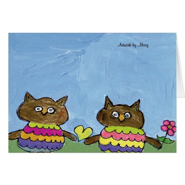 Carte d'amour de hibou (Devant horizontal)