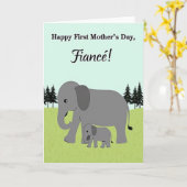 Carte d'amour de la mère éléphant (Fleur jaune)