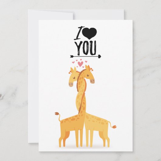 Carte d'amour de la petite girafe pour la Saint-Va (Devant)