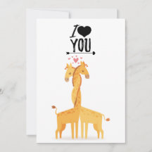 Carte d'amour de la petite girafe pour la Saint-Va