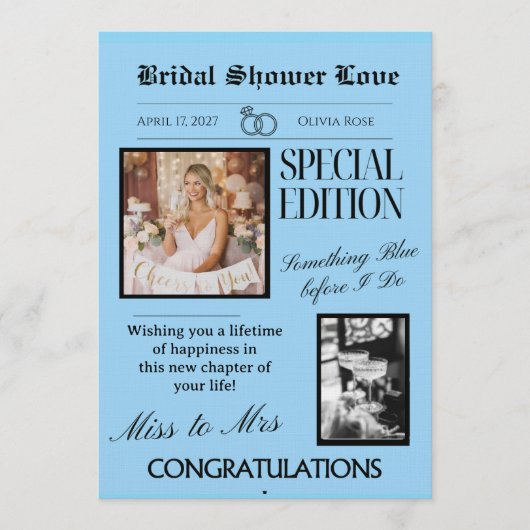 CARTE D'AMOUR DE LANCEMENT DE MARIÉE (+Option de t (Devant)