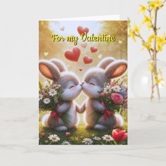 Carte d'amour de lapin (Fleur jaune)