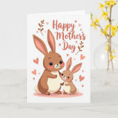 Carte d'amour de lapin à pois (Fleur jaune)